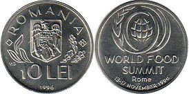coin Romania 10 lei 1996