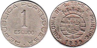 coin Saint Thomas and Prince 1 escudo 1939