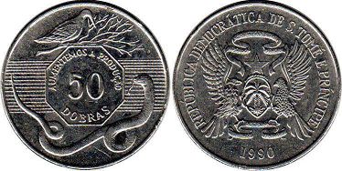 coin Saint Thomas and Prince 50 dobras 1990