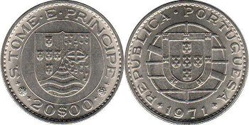 coin Saint Thomas and Prince 20 escudos 1971