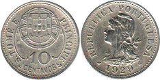 coin Saint Thomas and Prince 10 centavos 1929
