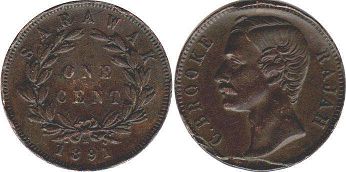 coin Sarawak 1 cent 1891