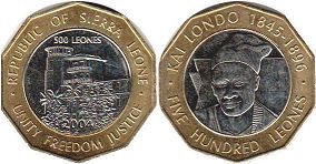 coin Sierra Leone 500 leones 2004