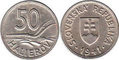 mince Slovensko 50 halierov 1941