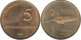 kovanice Slovenija 5 tolarjev 1994