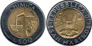 moneta San Marino 500 lire 1998