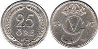 mynt Sverige 25 öre 1947