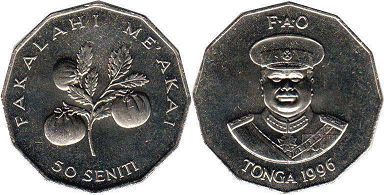 coin Tonga 50 seniti 1996