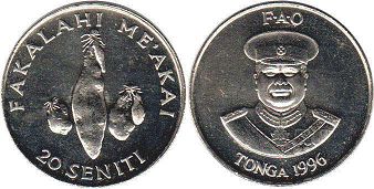 coin Tonga 20 seniti 1996