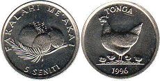 coin Tonga 5 seniti 1996
