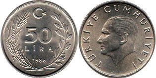 moneda Turkey 50 lira 1986