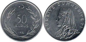moneda Turkey 50 kurush 1976