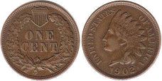 viejo Estados Unidos moneda 1 centavo 1902 small centavo - indian head