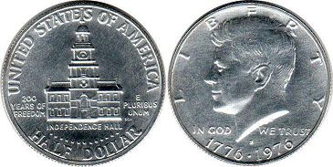 moneda Estados Unidos 1/2 dollar 1976 Bicentenario de la independencia