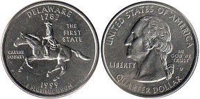 moneda Estados Unidos 1/4 dólar 1999 Delaware