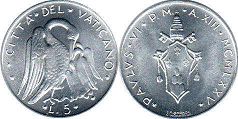 coin Vatican 5 lire 1975