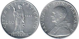 coin Vatican 10 lire 1963