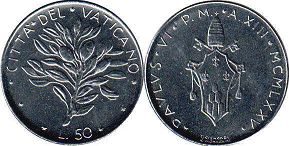 coin Vatican 50 lire 1975