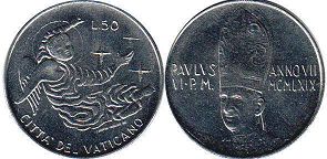 moneta Vatican 50 lire 1969