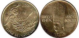 coin Vatican 20 lire 1969
