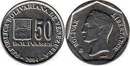 moneda Venezuela 50 bolivares 2004