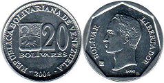 moneda Venezuela 20 bolivares 2004