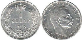 coin Serbia 1 dinar 1915
