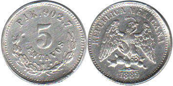 Mexican coin 5 centavos 1904