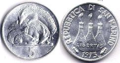 coin San Marino 5 lire 1975