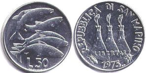 moneta San Marino 50 lire 1975