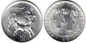 coin San Marino 10 lire 1972