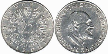Münze Österreich 25 schilling 1958