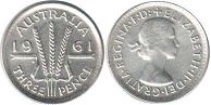 australian silver coin 3 pence 1961 Elizabeth II