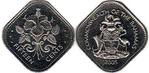coin Bahamas 15 cents 2005