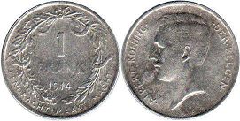 coin Belgium 1 franc 1914