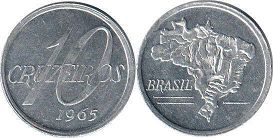 coin Brazil 10 cruzeiros 1965