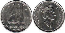 canadian coin 10 cents 1991 dime