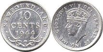 coin Newfoundland 10 cents 1944