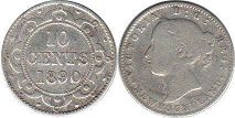 coin Newfoundland 10 cents 1890