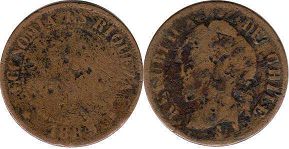 moneda Chille 1 centavo 1885