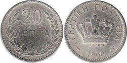 coin Crete 20 lepta 1900