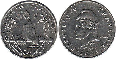 coin French Polynesia 50 francs 2008