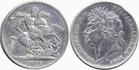 coin UK old coin crown 1821
