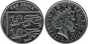 Münze Großbritannien 10 pence 2013