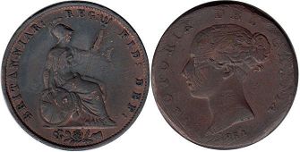 coin UK old coin half penny 1854
