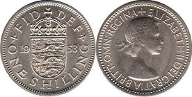 Münze Großbritannien 1 Schilling
 1953