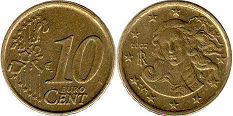 pièce de monnaie Italy 10 euro cent 2002