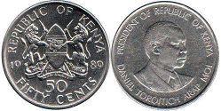 coin Kenya 50 cents 1989