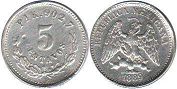 moneda Mexicana 5 centavos 1889