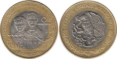 moneda Mexico 20 pesos 2014 Veracruz